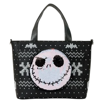 The Nightmare Before Christmas Jack Skellington Reversible Sequins Tote Crossbody Bag with Coin Bag