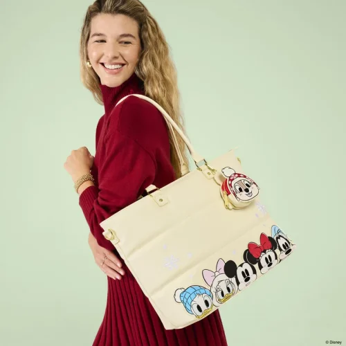 Mickey & Friends Holiday Snow Tote Crossbody Bag with Coin Bag