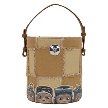 The Mandalorian Grogu & Anzellan Drawstring Bucket Crossbody Bag with Coin Bag