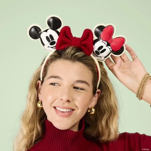 Mickey & Minnie Holiday Knit Bow Ear Headband