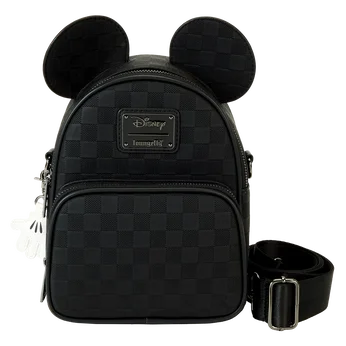 Mickey Mouse Checkered Texture Convertible Mini Backpack & Crossbody Bag
