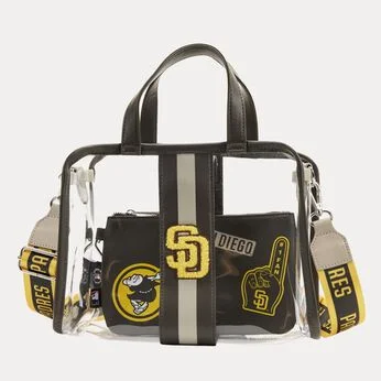 MLB SD Padres Clear Tote Crossbody Stadium Bag with Pouch 