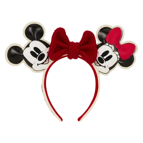 Mickey & Minnie Holiday Knit Bow Ear Headband