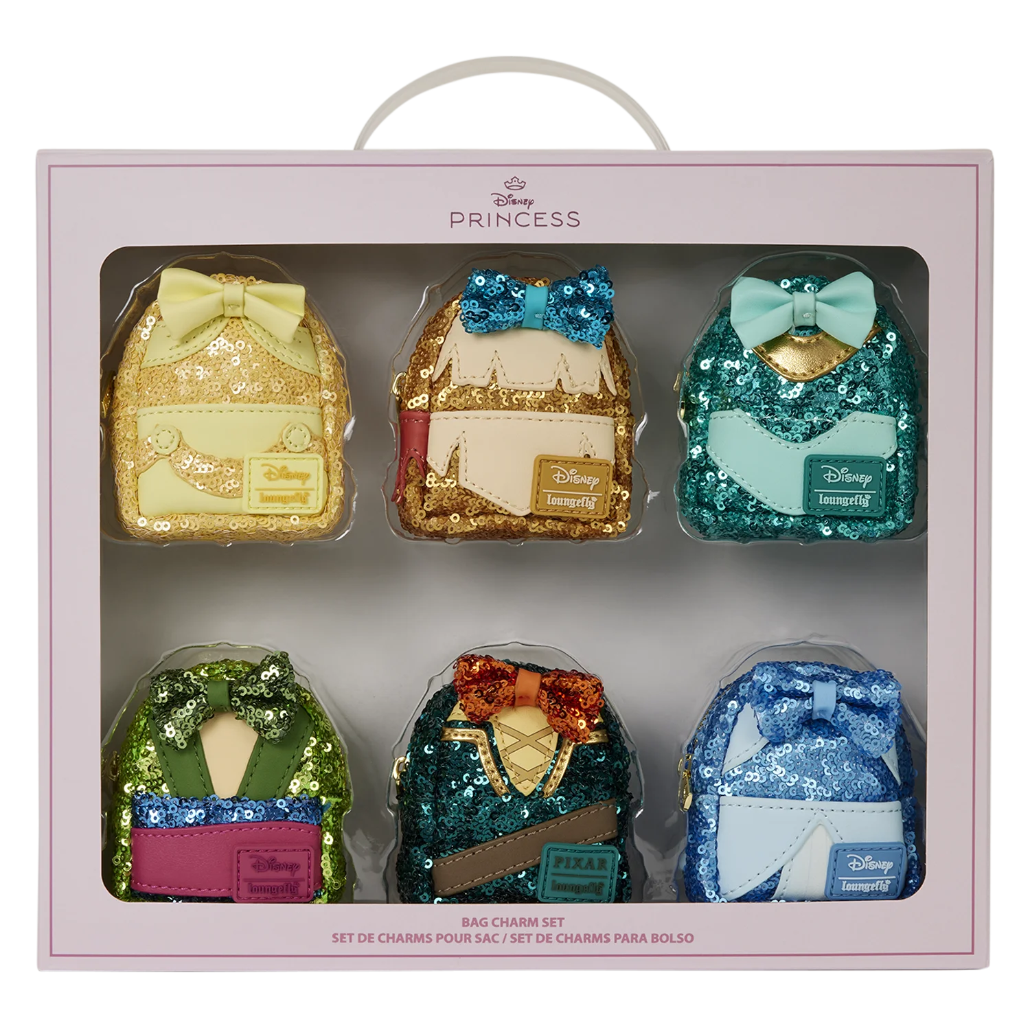 Disney Princess Exclusive Sequin Cosplay Mini Backpack Keychain Charm Set 2
