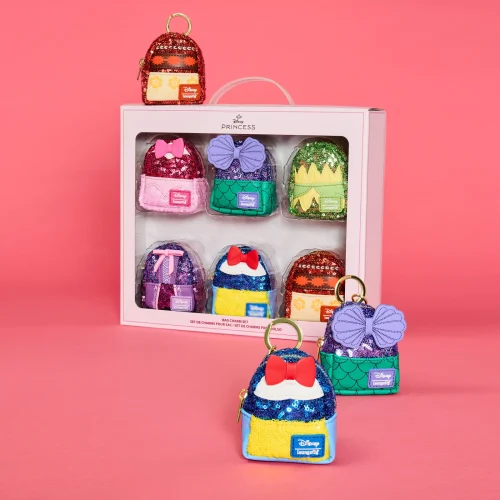 Disney Princess Exclusive Sequin Cosplay Mini Backpack Keychain Charm Set 1
