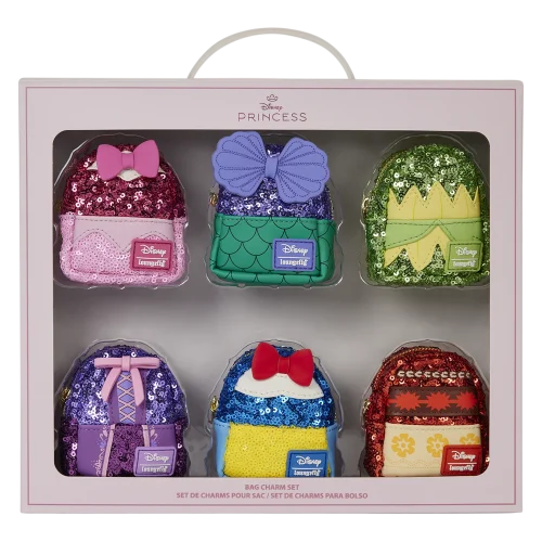 Disney Princess Exclusive Sequin Cosplay Mini Backpack Keychain Charm Set 1