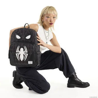 Spider-Man Black & White Suit Cosplay Quilted Full-Size Backpack