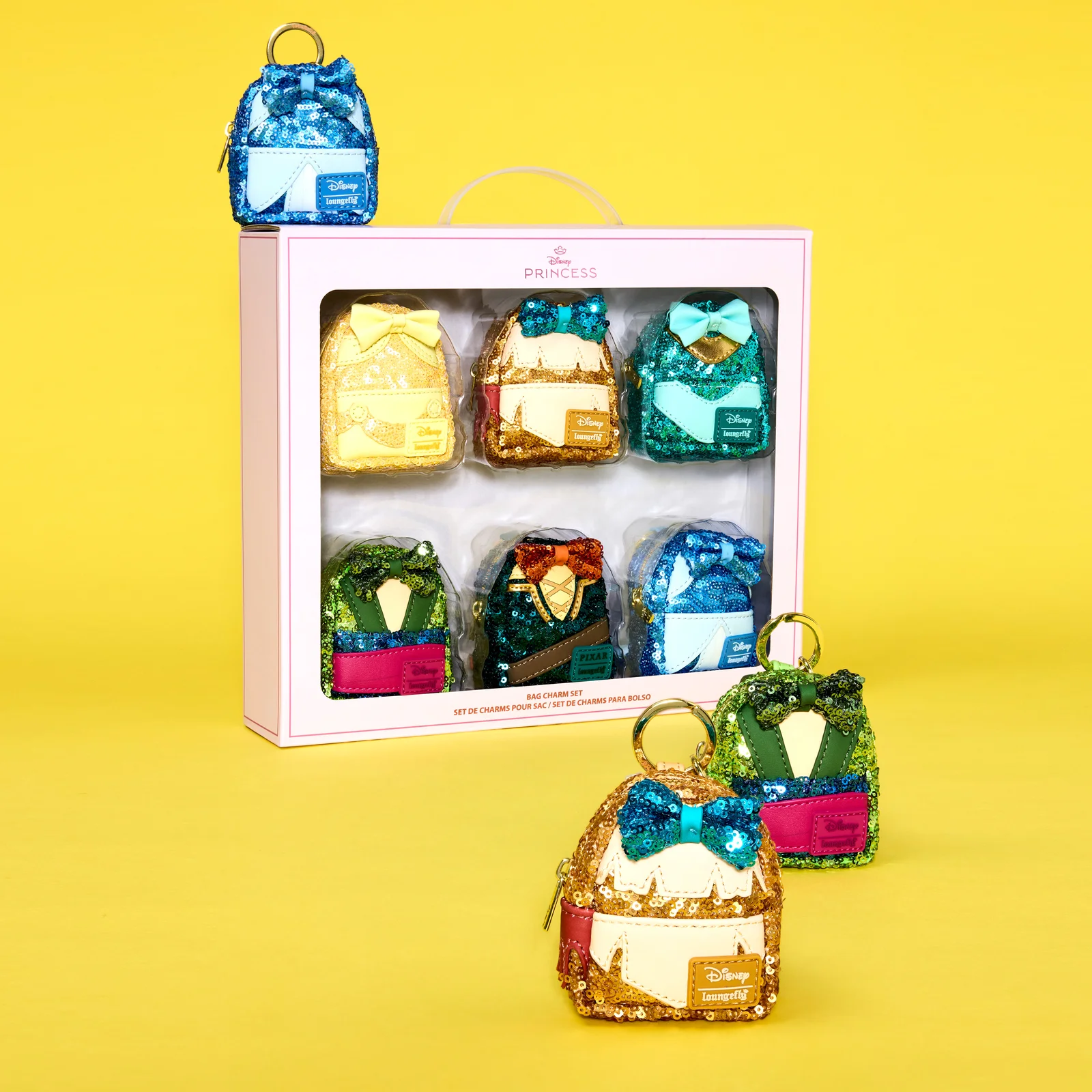 Disney Princess Exclusive Sequin Cosplay Mini Backpack Keychain Charm Set 2 - Image 2